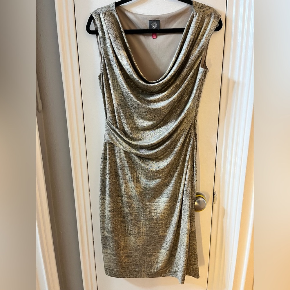 Sexy and shimmery gold Vince Camino dress